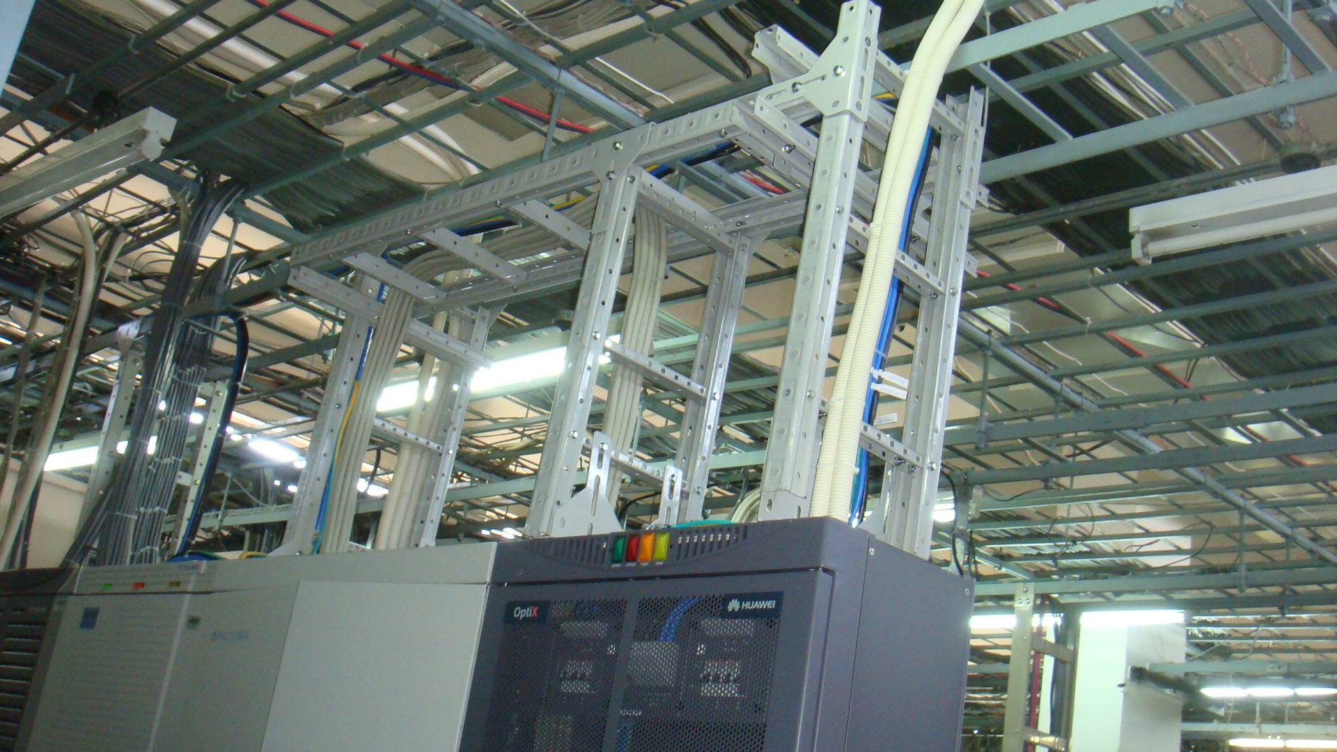 Cable tray layer out for OSN 7500 E1 Cables and Optic fibers at TTCL headquarter in Dodoma (Installation of fiber Transmission Equipment)